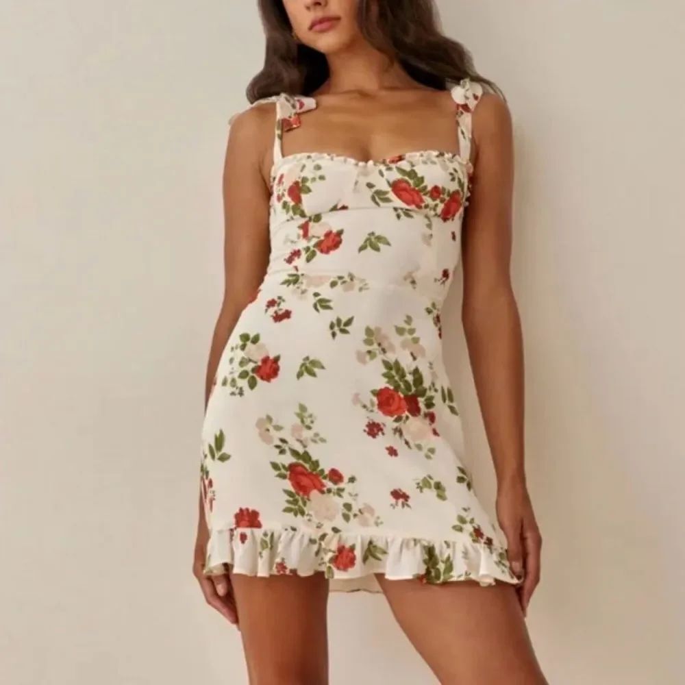 REFORMATION Christine Ruffle Mini Dress Florence Floral Print Size 6 $218